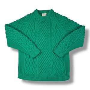 Blarney Woolen Mills 100% Pure New Wool Green Chunky Sweater Size Medium
